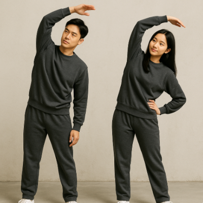 스트레칭 하는 남녀 모습 사진