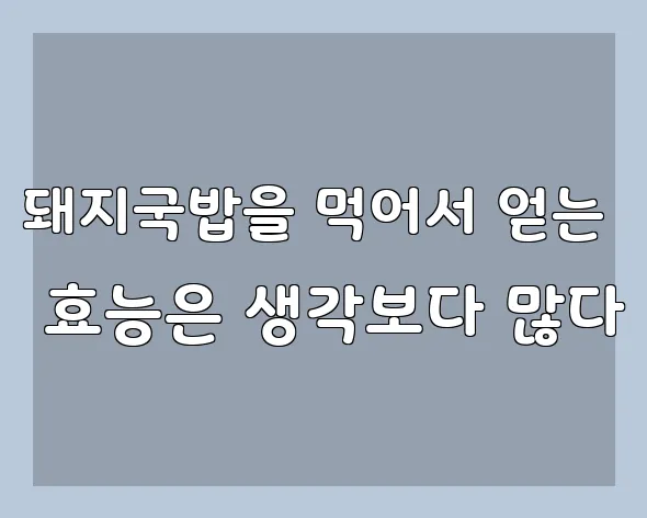 돼지국밥을 먹어서 얻는 효능은 생각보다 많다