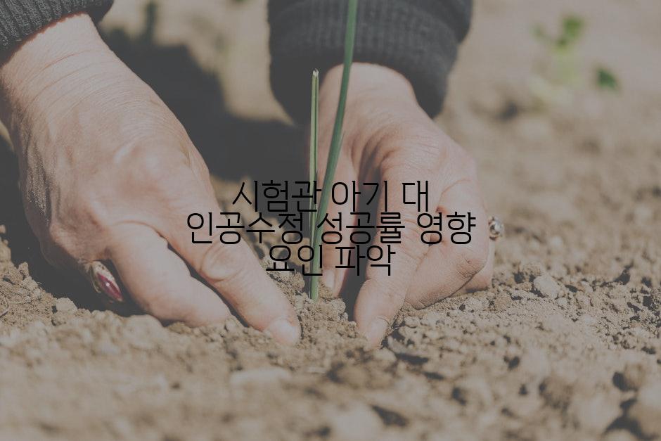 시험관 아기 대 인공수정 성공률 영향 요인 파악