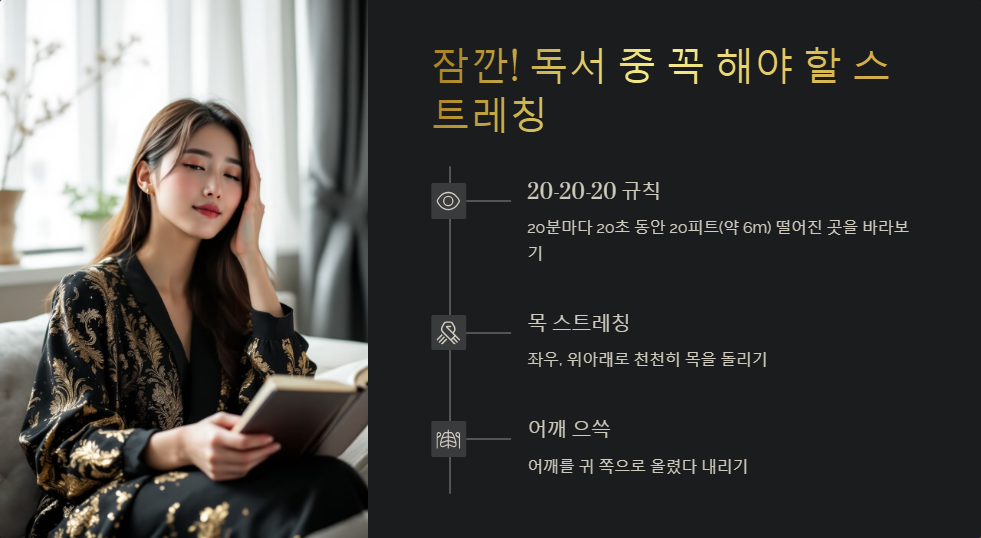 안구 피로 해소를 위한 올바른 독서 자세