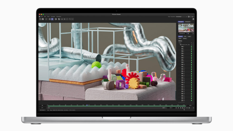 M3 Max를 탑재한 새로운 MacBook Pro는 Maxon Redshift에서 놀라울 정도로 복잡한 3D 콘텐츠를 Cinema 4D로 모델링 및 반복 작업할 수 있도록 지원한다.