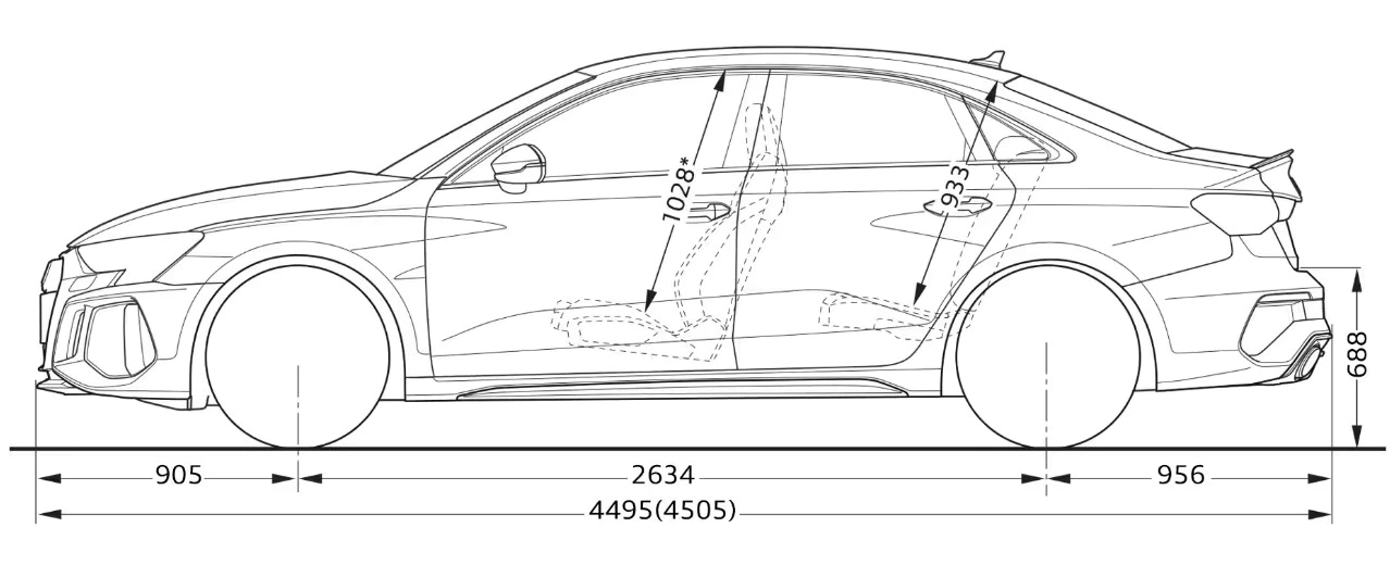 아우디 RS 3 TFSI 스포츠 세단 측면