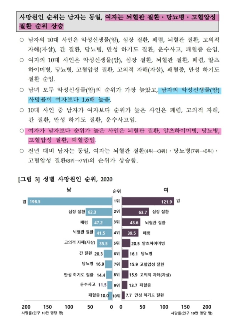 2020사망 2020년 사망원인 10