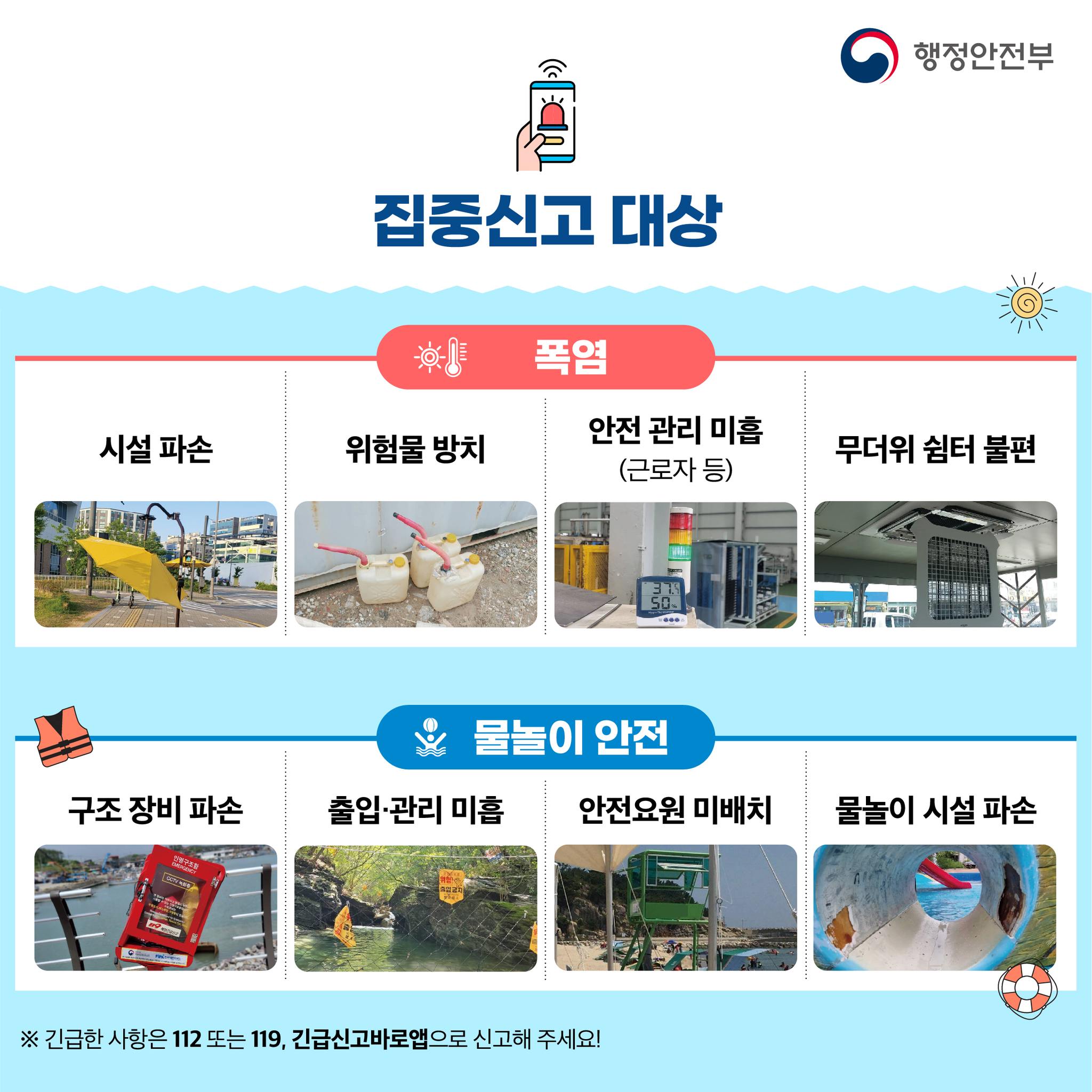 집중 신고대상 (폭염, 물놀이안전)