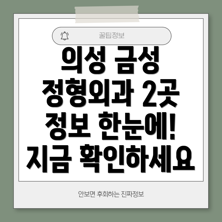 의성군 금성면 정형외과 2곳 정보 확인