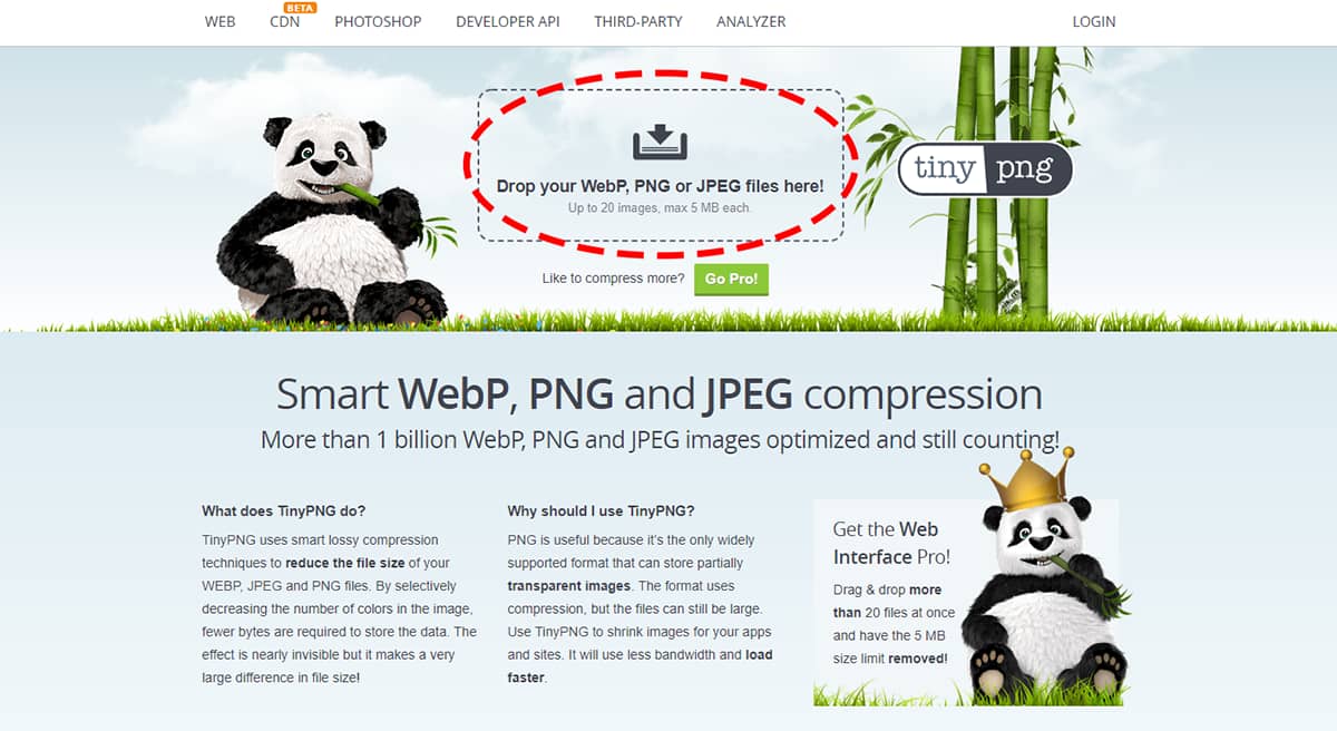 TinyPng-사이트-첫화면-캡쳐사진