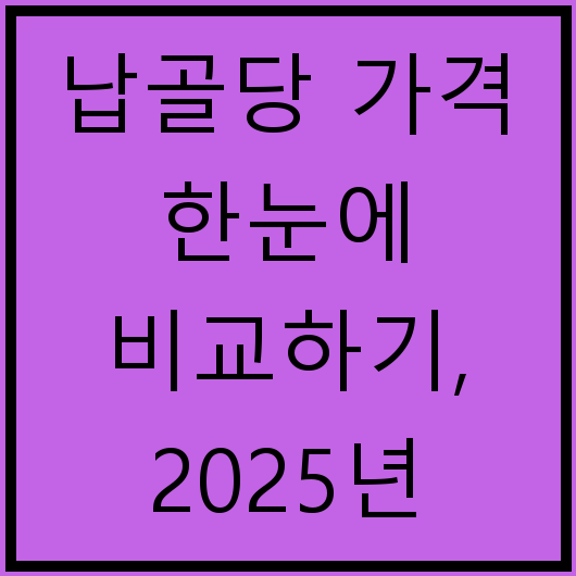 납골당 가격 한눈에 비교하기, 2025년 최신판