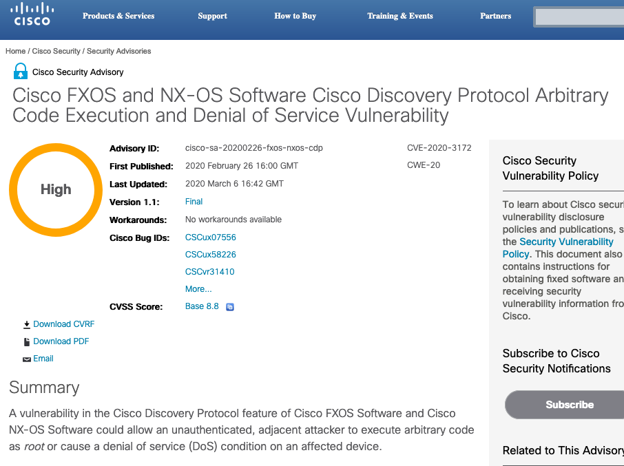  [KISA] Cisco 제품 취약점 보안 업데이트 권고