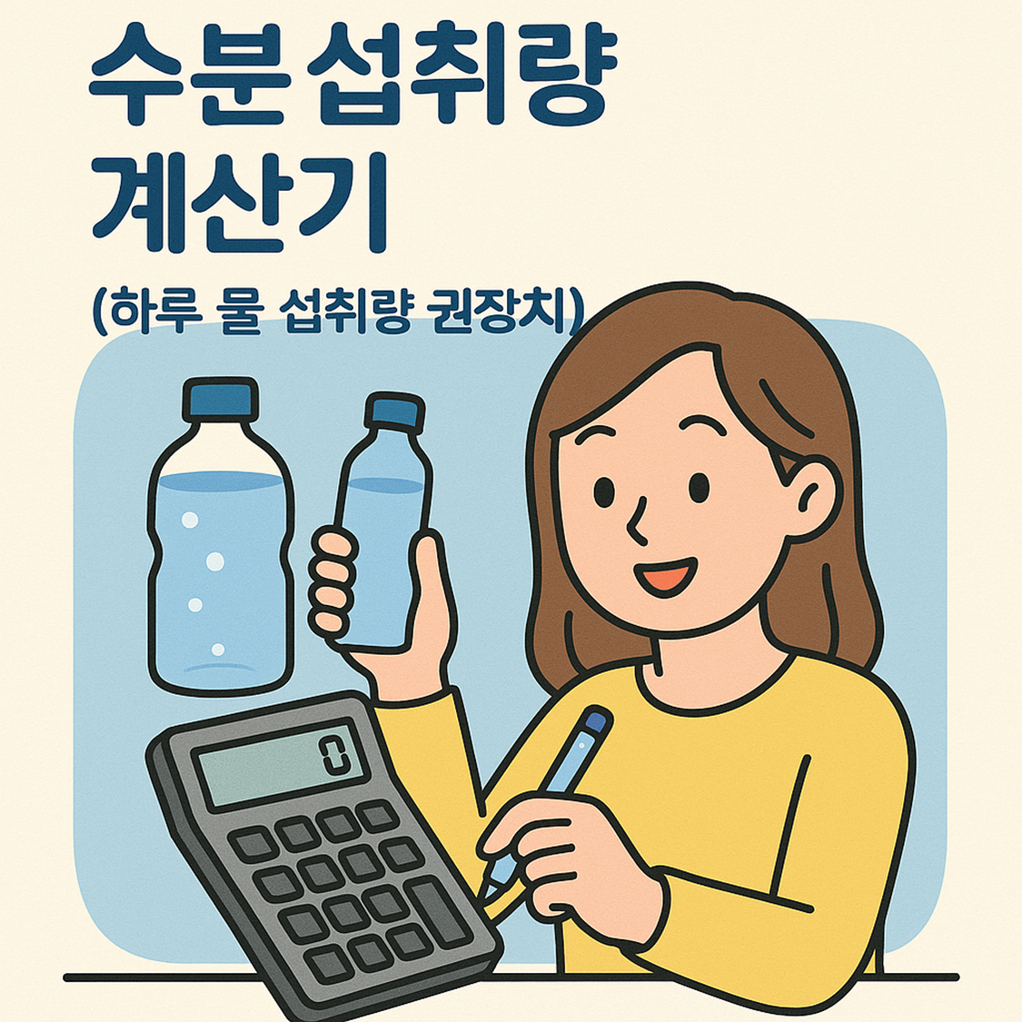 수분 섭취량 계산기 (하루 물 섭취량 권장치)