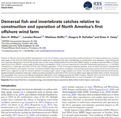 Demersal fish and invertebrate catches relative to construction and operation of North America&#39;s first offshore wind farm