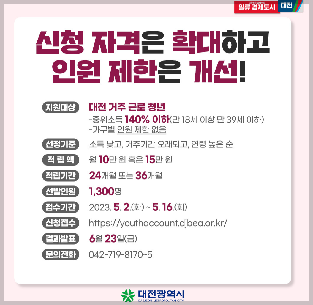 대전 미래두배 청년통장