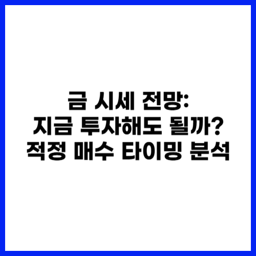 금 시세 전망 지금 투자해도 될까 적정 매수 타이밍 분석