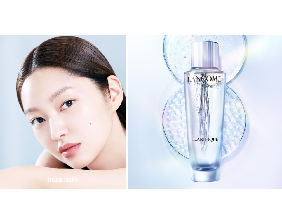 에센스! 엔자임 사이 엔스로 투명한 피부와 모공 관리를 해줍니다. 랑콤X최유화의 화보 속 클라리픽 듀얼 8