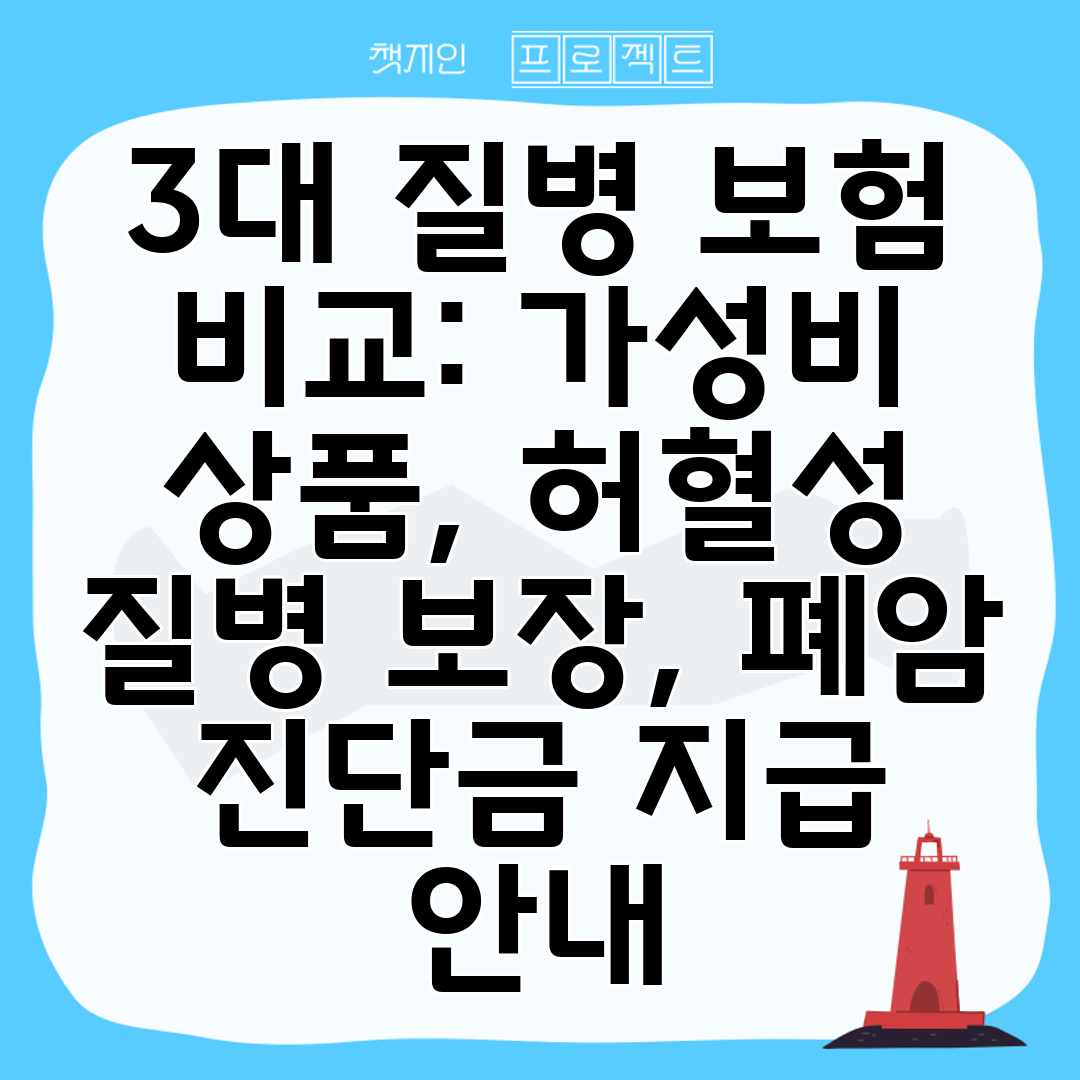 3대 질병 보험 비교 가성비 상품, 허혈성 질병 보장, 폐암 진단금 지급 안내