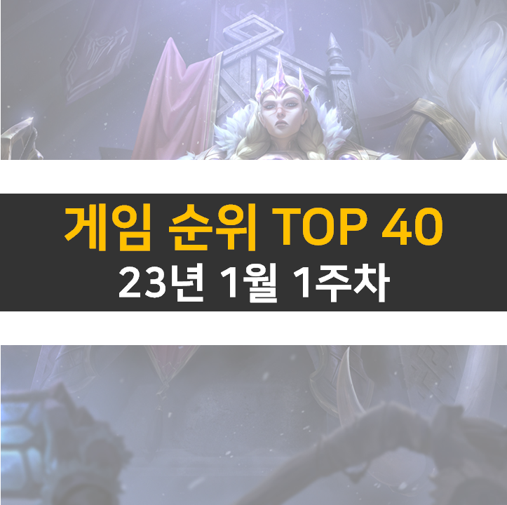 모바일, PC 온라인, 스팀 게임 순위 (2023년 1월 1주 차)