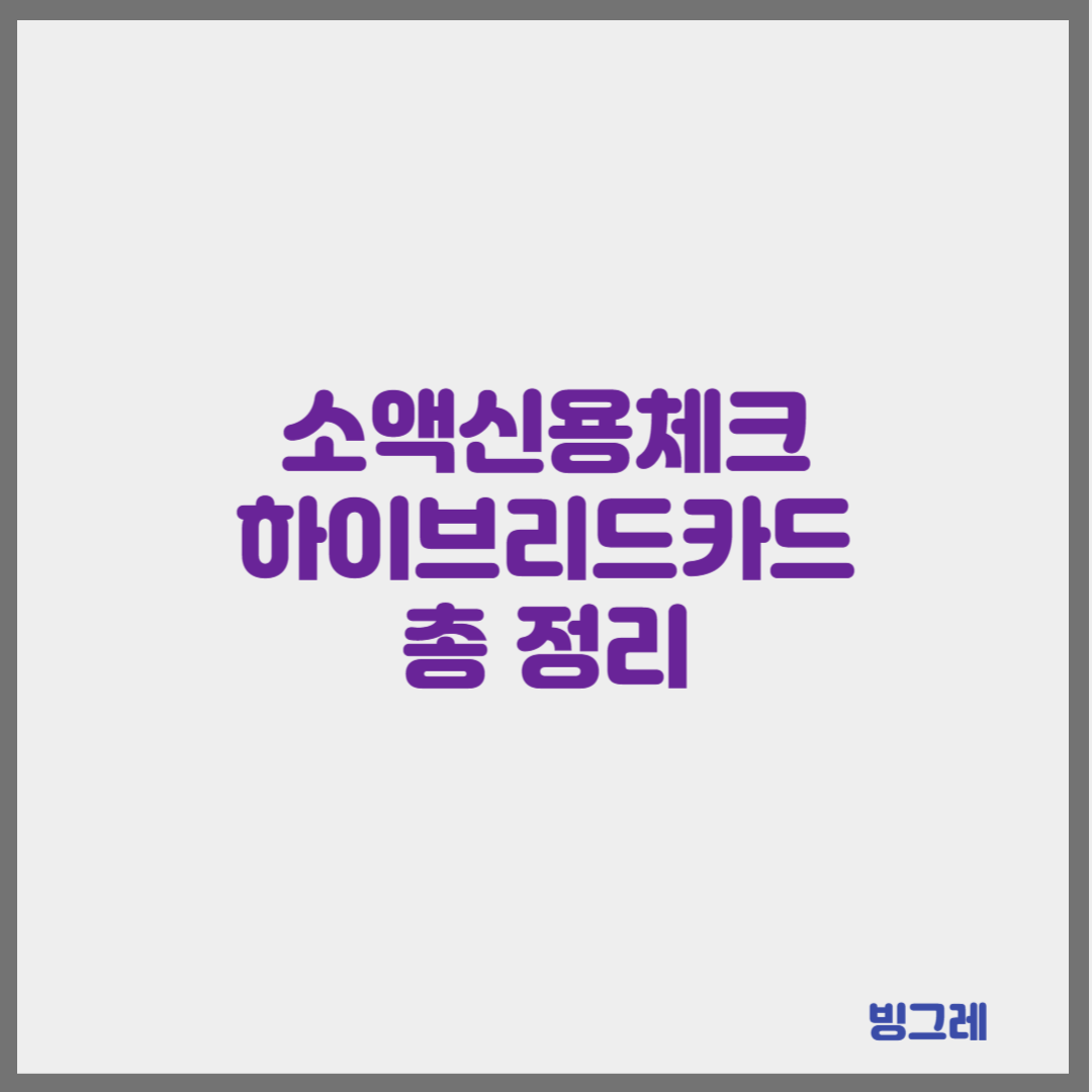 소액신용체크&#44; 하이브리드카드 총 정리