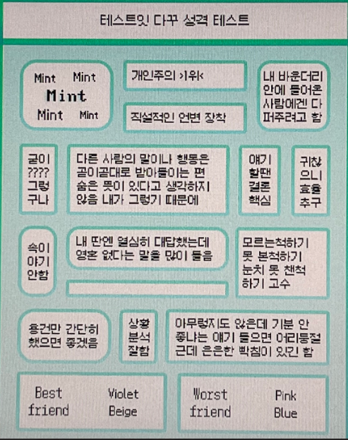 테스트잇 다꾸 성격테스트 ISTP Mint 민트