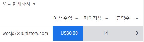애드센스 티스토리 블로그 수익 11일 2