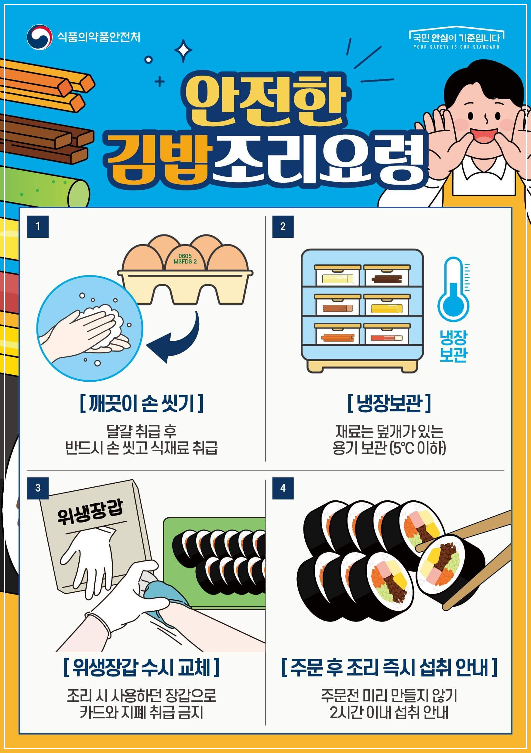 안전한 김밥 조리 요령 안내 포스터