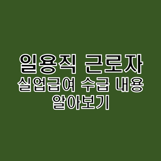  일용직 근로자 실업급여의 종류 및 지급 금액 그리고 수급 대상 조건