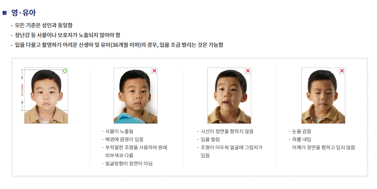 영유아 사진 규격안내