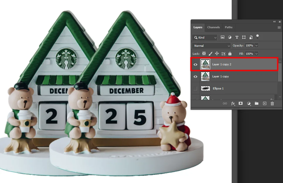 어도비 포토샵에서 레이어를 복사한 모습