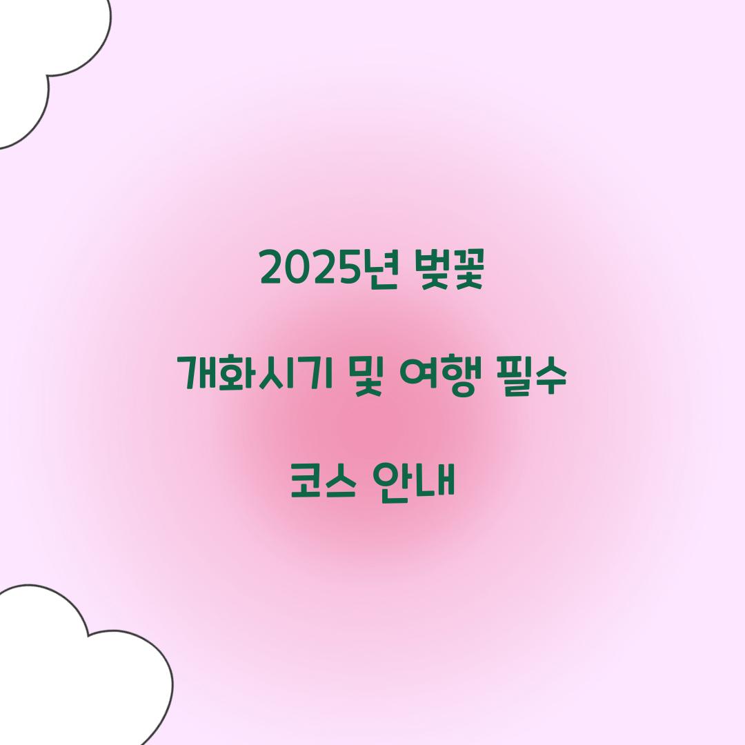 2025년 벚꽃 개화시기