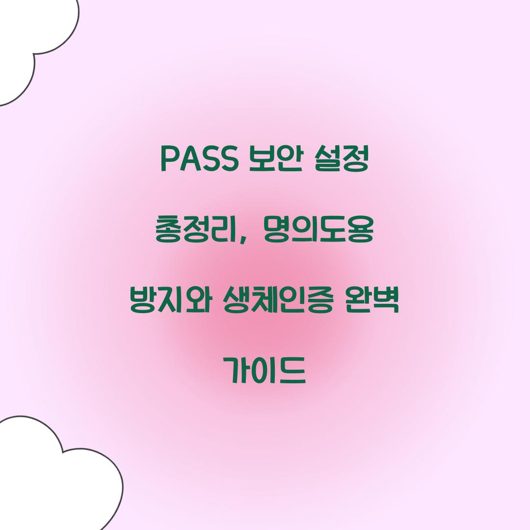 PASS 보안 설정 총정리: 명의도용 방지부터 생체인증까지
