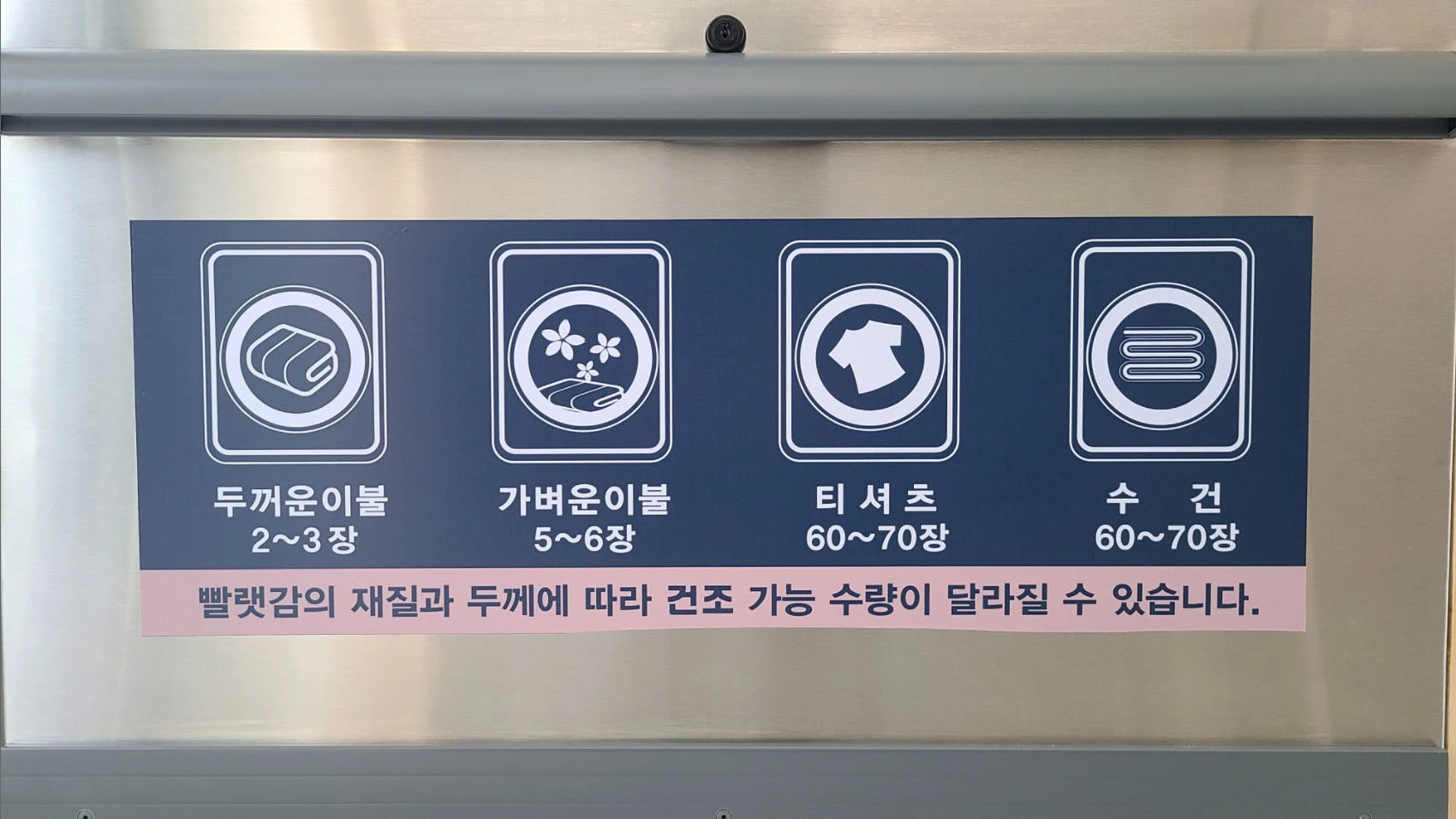 빨래방 건조기 이불 개수