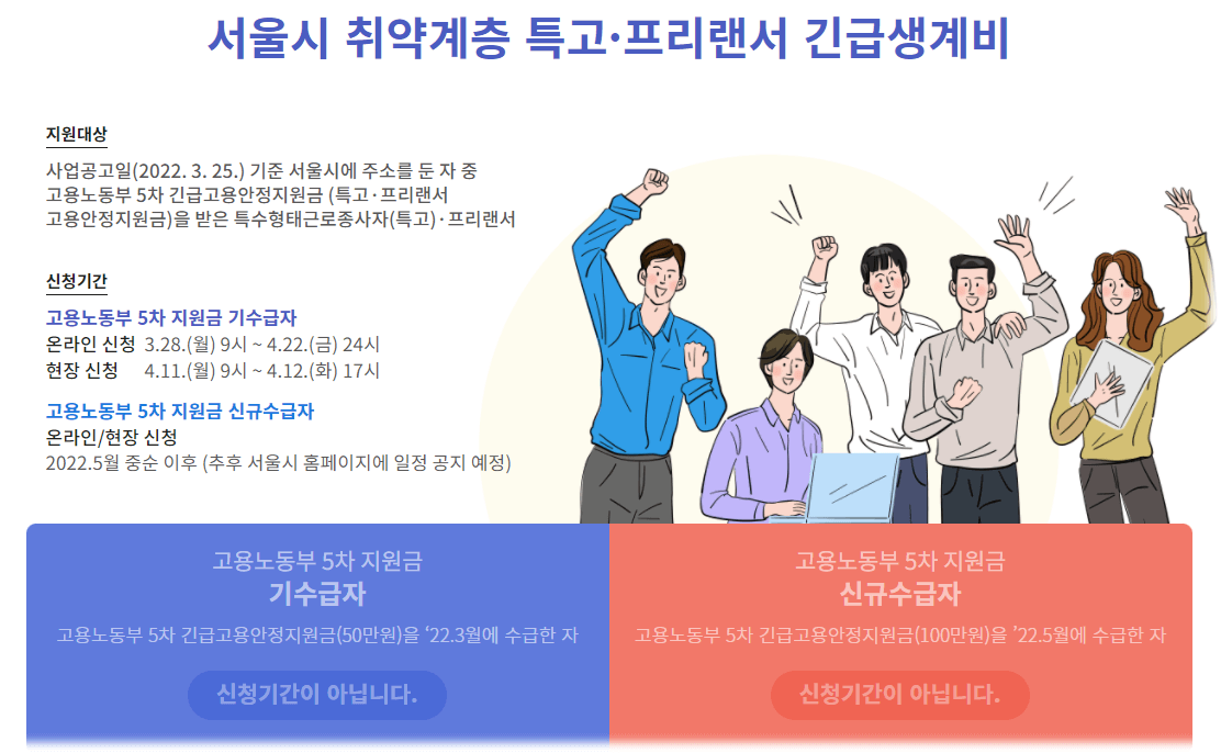 서울시-특고-프리랜서-긴급생계비-50만원-지원대상-신청방법