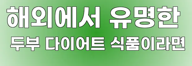 해외에서 유명한 두부 다이어트 식품이라면