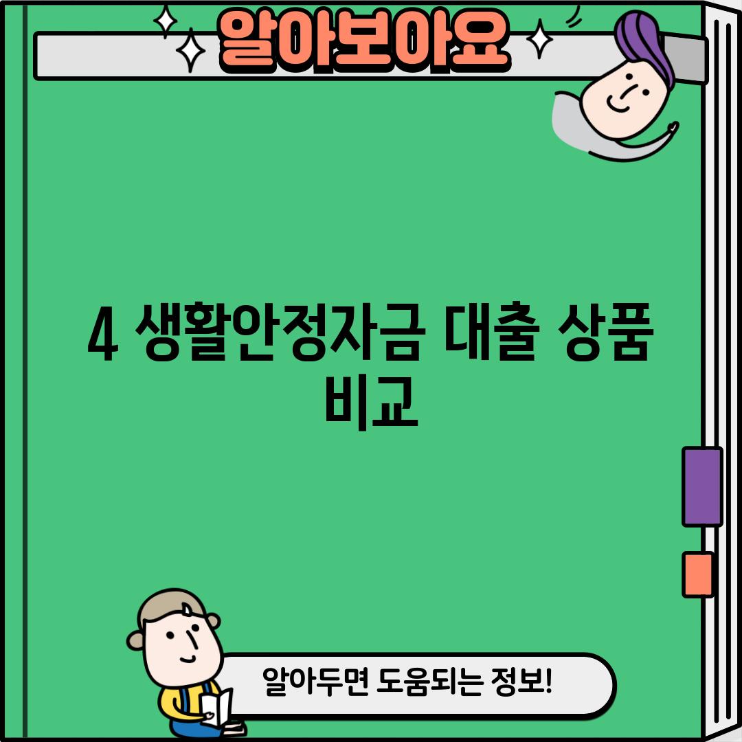 4. 생활안정자금 대출 상품 비교