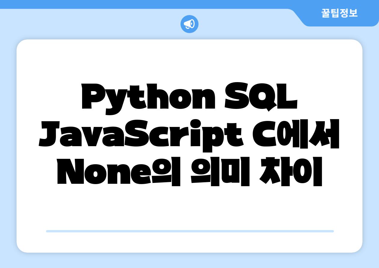 Python SQL JavaScript C에서 None의 의미 차이