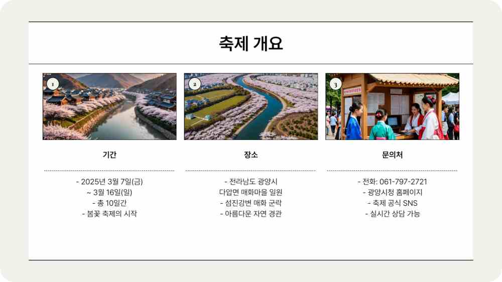 광양 매화축제 개화상황