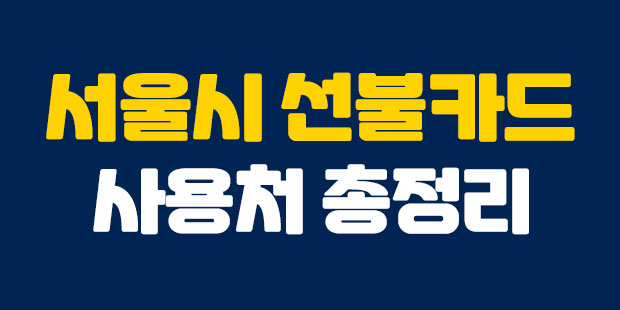  서울시 선불카드 사용처 간단 정리