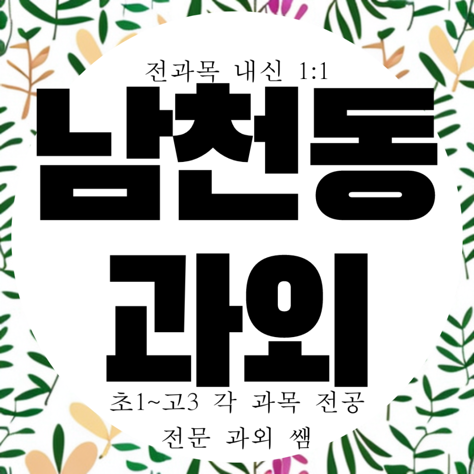  부산 수영구 대연동 중등 과학과외 남천동 고등 수학과외 이과수업 가능