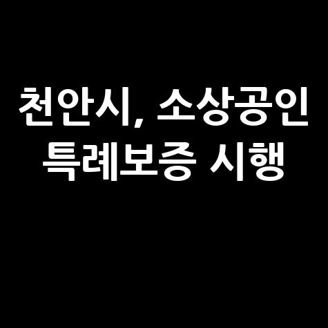 2025 천안시 소상공인 경영 안정 특례보증 신청방법