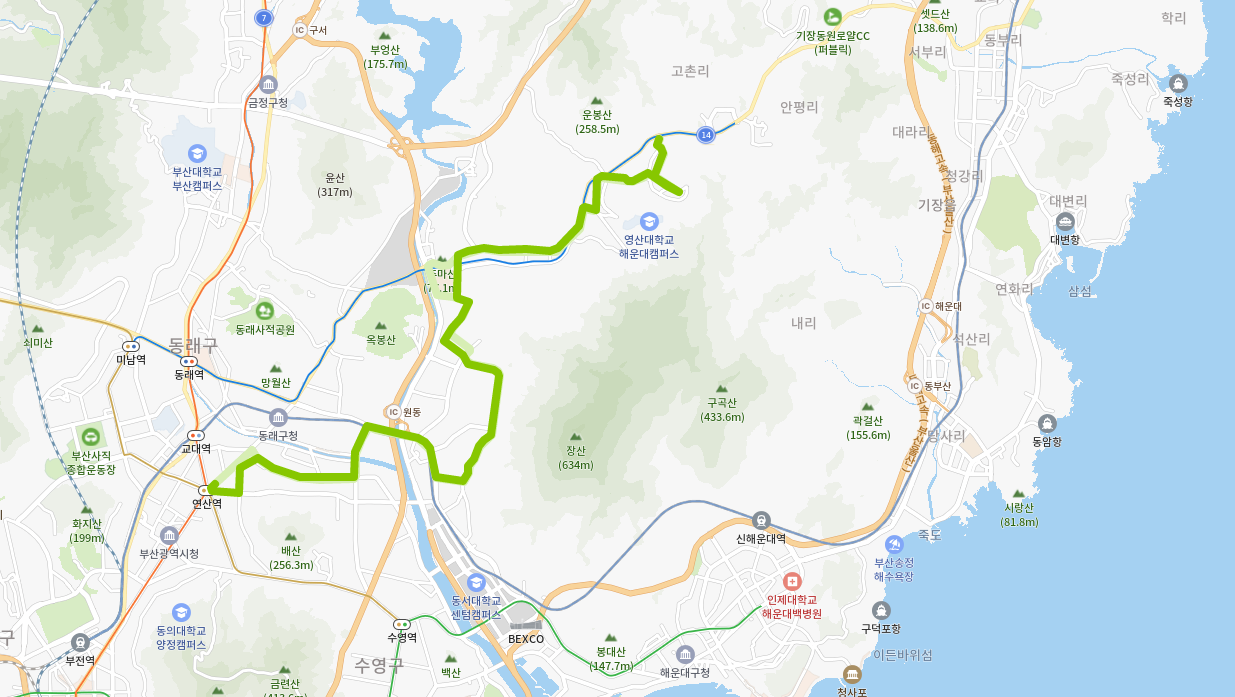  부산 189-1번 버스 노선, 시간표(첫차,막차) 고촌역, 반여농산물시장, 재송역, 연산동