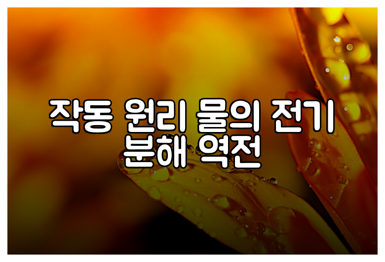 작동 원리 물의 전기 분해 역전