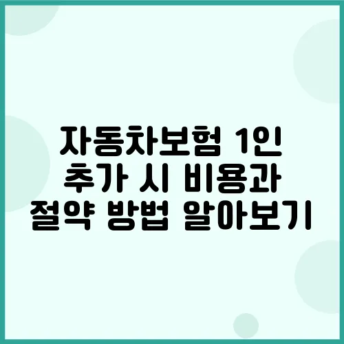 자동차보험 1인 추가 시 비용과 절약 방법 알아보기