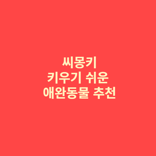  씨몽키 :: 키우기 쉬운 애완동물 추천