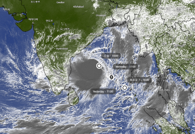 사이클론-Asani-위성사진-이동흔적-윈디닷컴-허리케인추적기-모습-2022년-5월9일