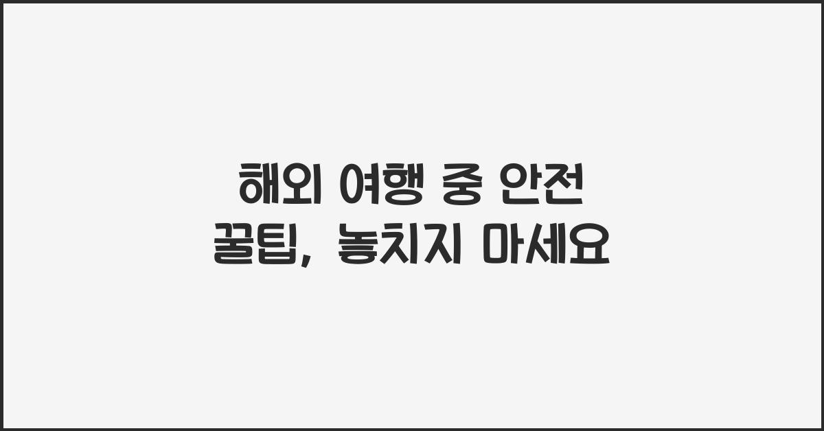 해외 여행 중 안전 꿀팁