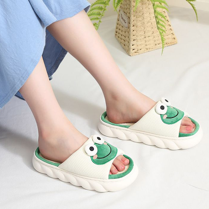  귀여운 패브릭 발등 편안 3cm 슬리퍼 실내화