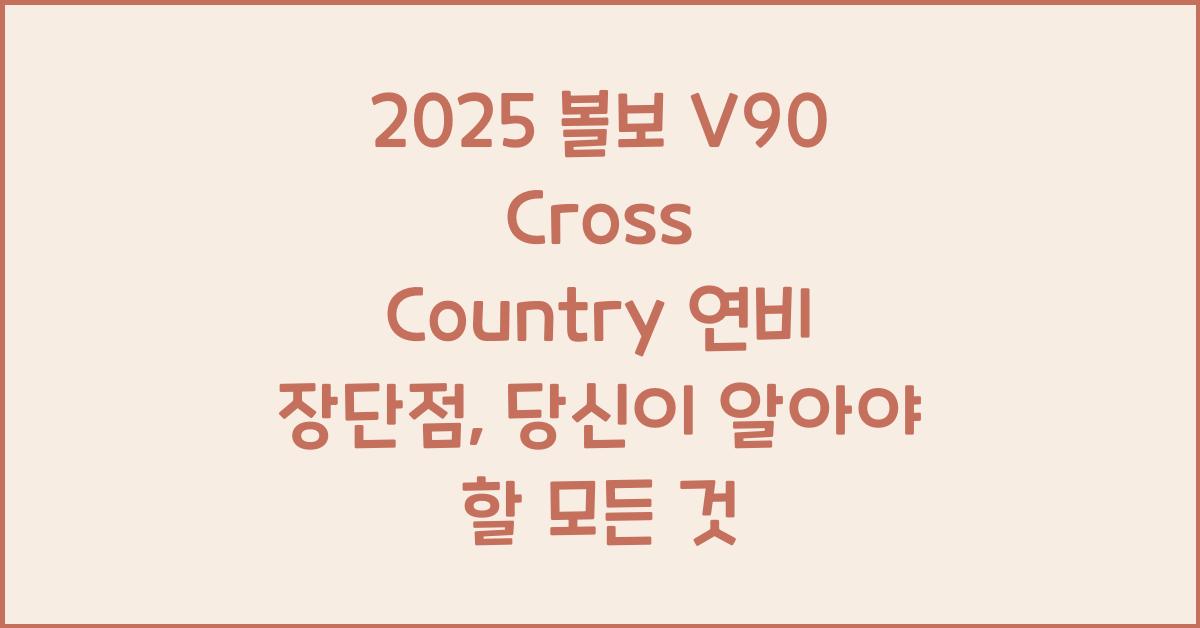 2025 볼보 V90 Cross Country 연비 장단점