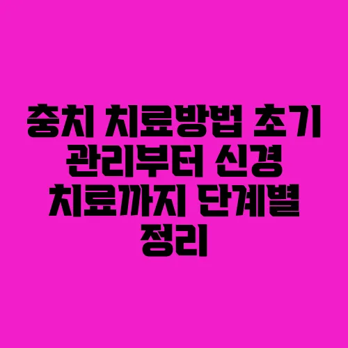 충치 치료방법 초기 관리부터 신경 치료까지 단계별 정리