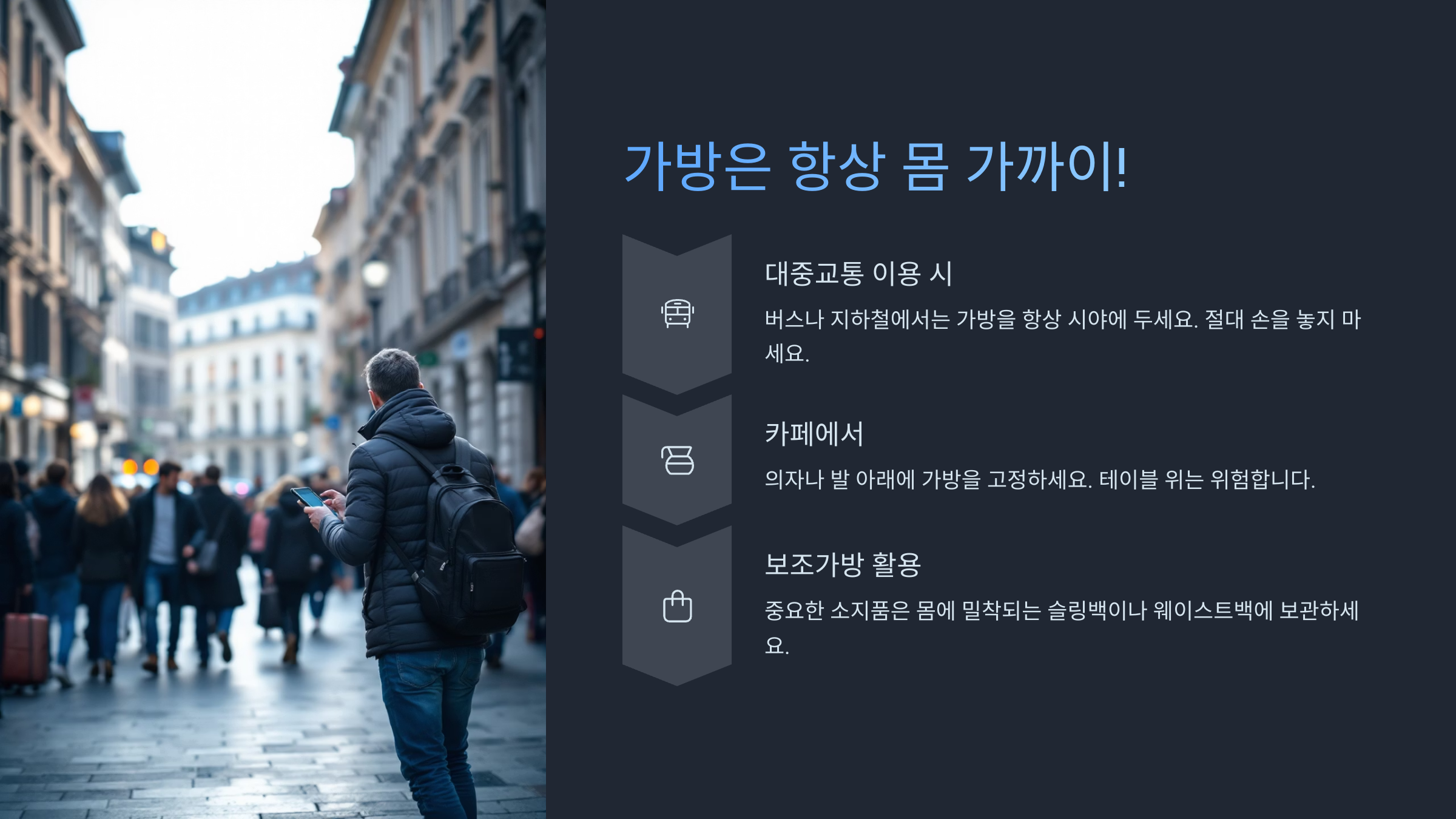 가방은 몸 항상 가까이