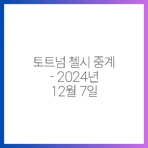 토트넘 첼시 중계 - 2024년 12월 7일