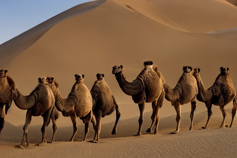 사막언덕-낙타떼-이동