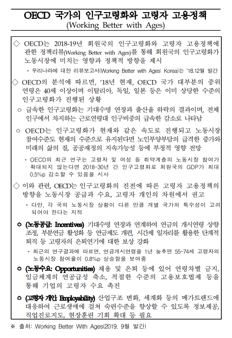 고용노동부&amp;#44; OECD 국가별 고령자 고용정책